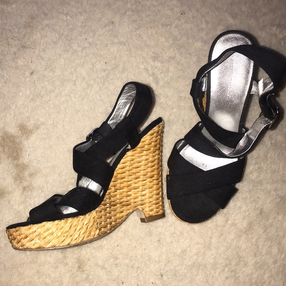 Black and Wicker Wedges